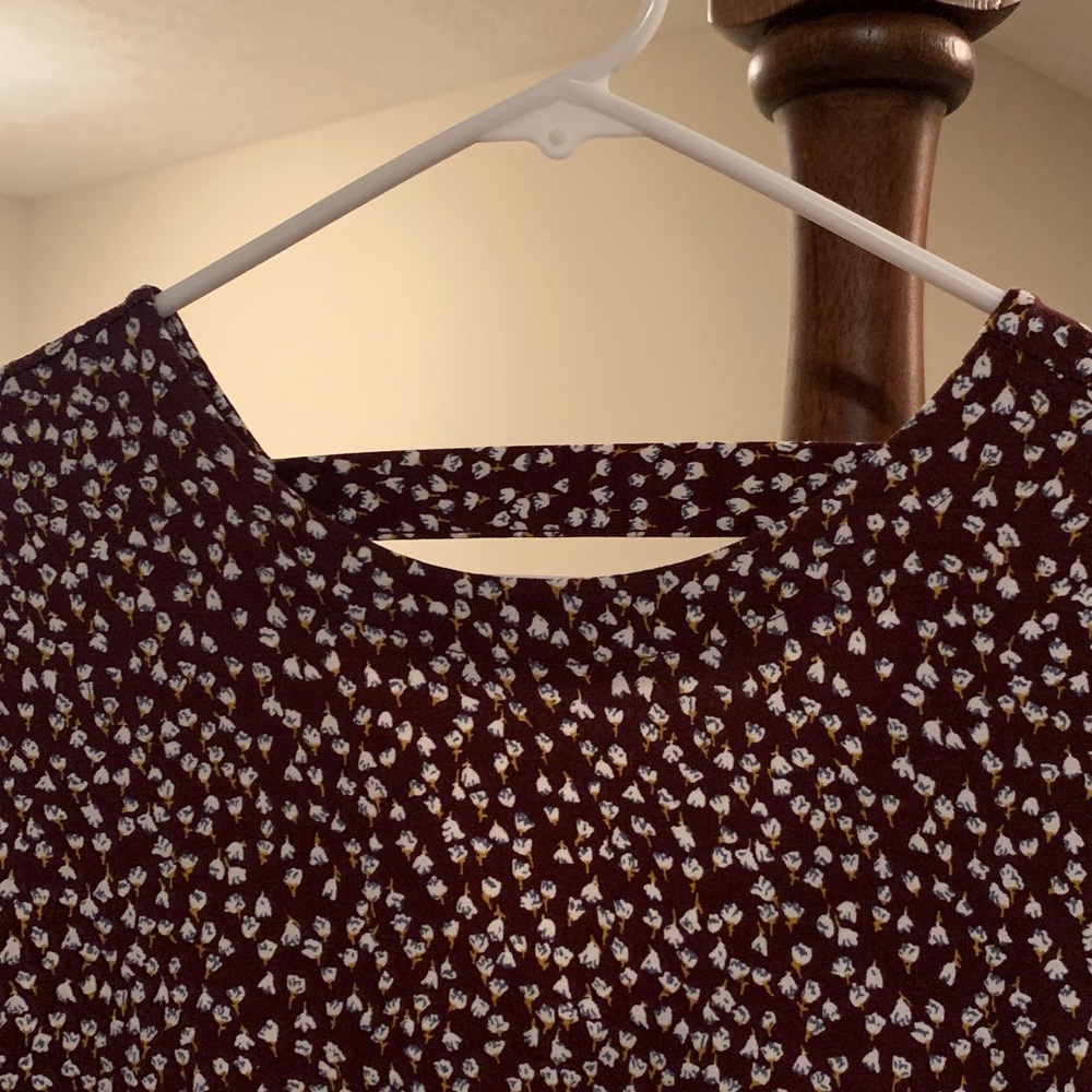 Loft Outlet Petite Maroon Swing Dress 3/4 sleeves size small - Picture 6 of 15